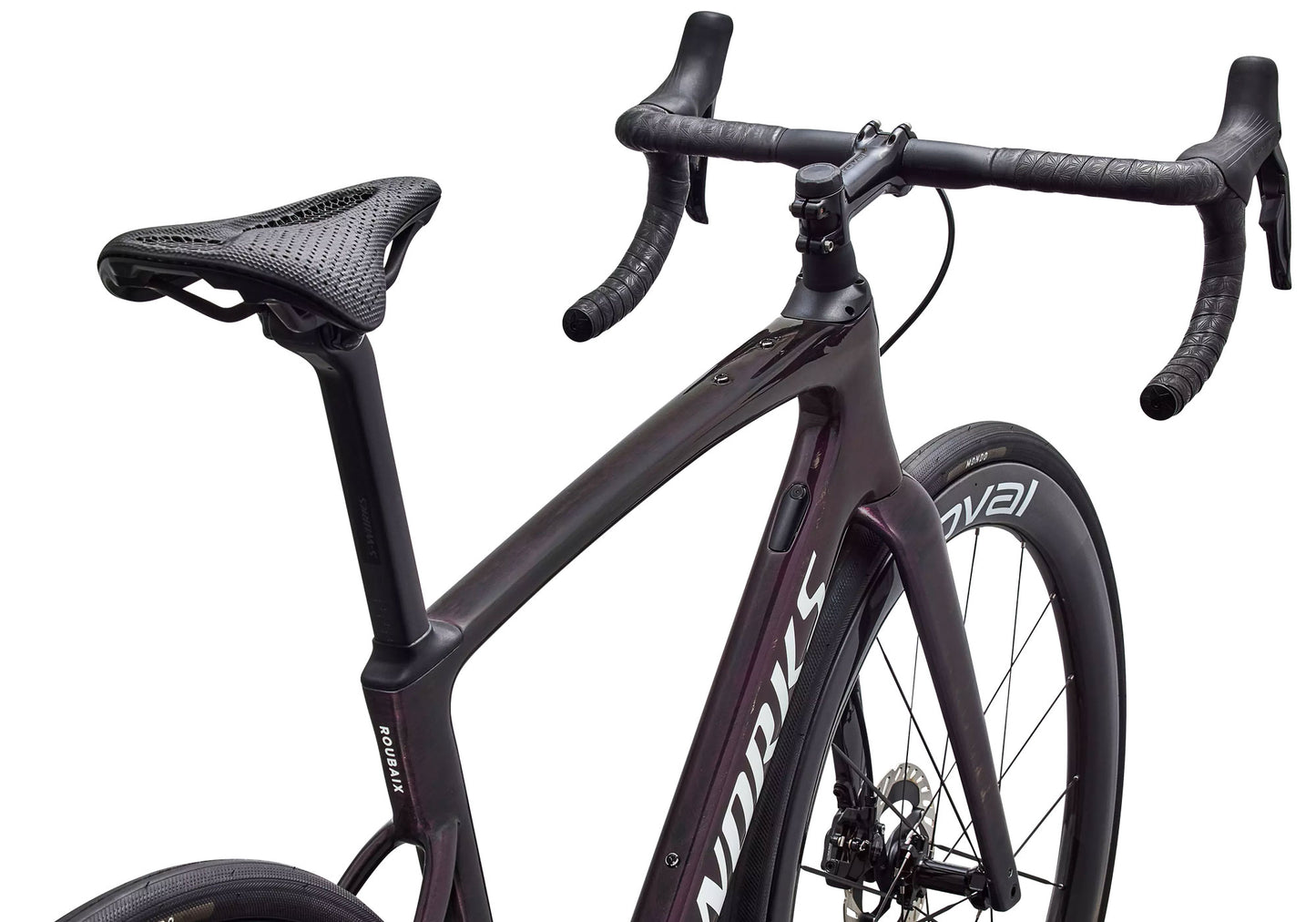 2026 Specialized S-Works Roubaix SL8 Unisex Road Bike, Gloss Carbon / Multi-Colour-Directional Brush image 5