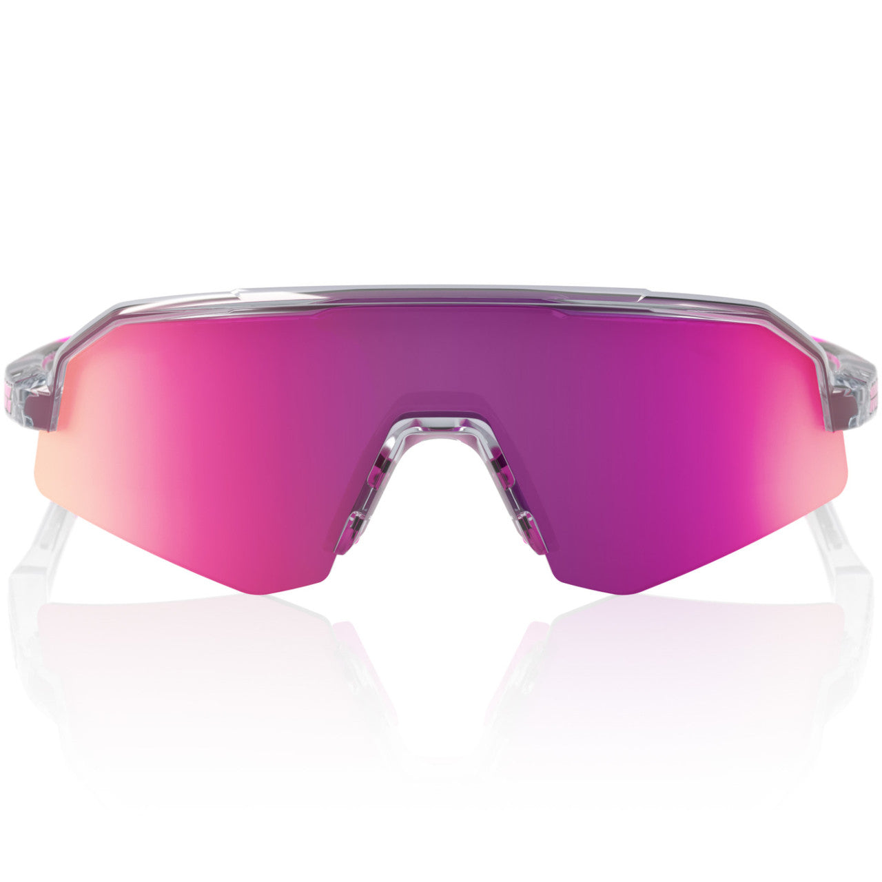 100% Slendale XS - Polished Translucent Grey with Purple Mirror Lens Cycling Sunglasses image 4