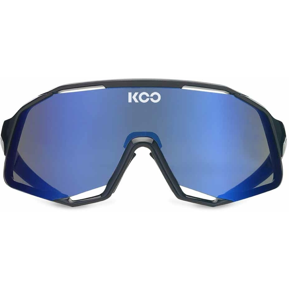 Koo Demos Unisex Cycling Sunglasses - Black Frame, Light Blue Sky Mirror Lens