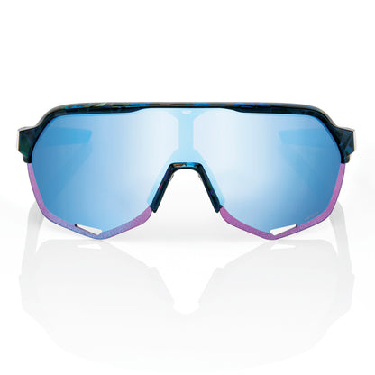 100% S2 Cycling Sunglasses - Black Holographic - HiPER Blue Mirror Lens + Clear lens