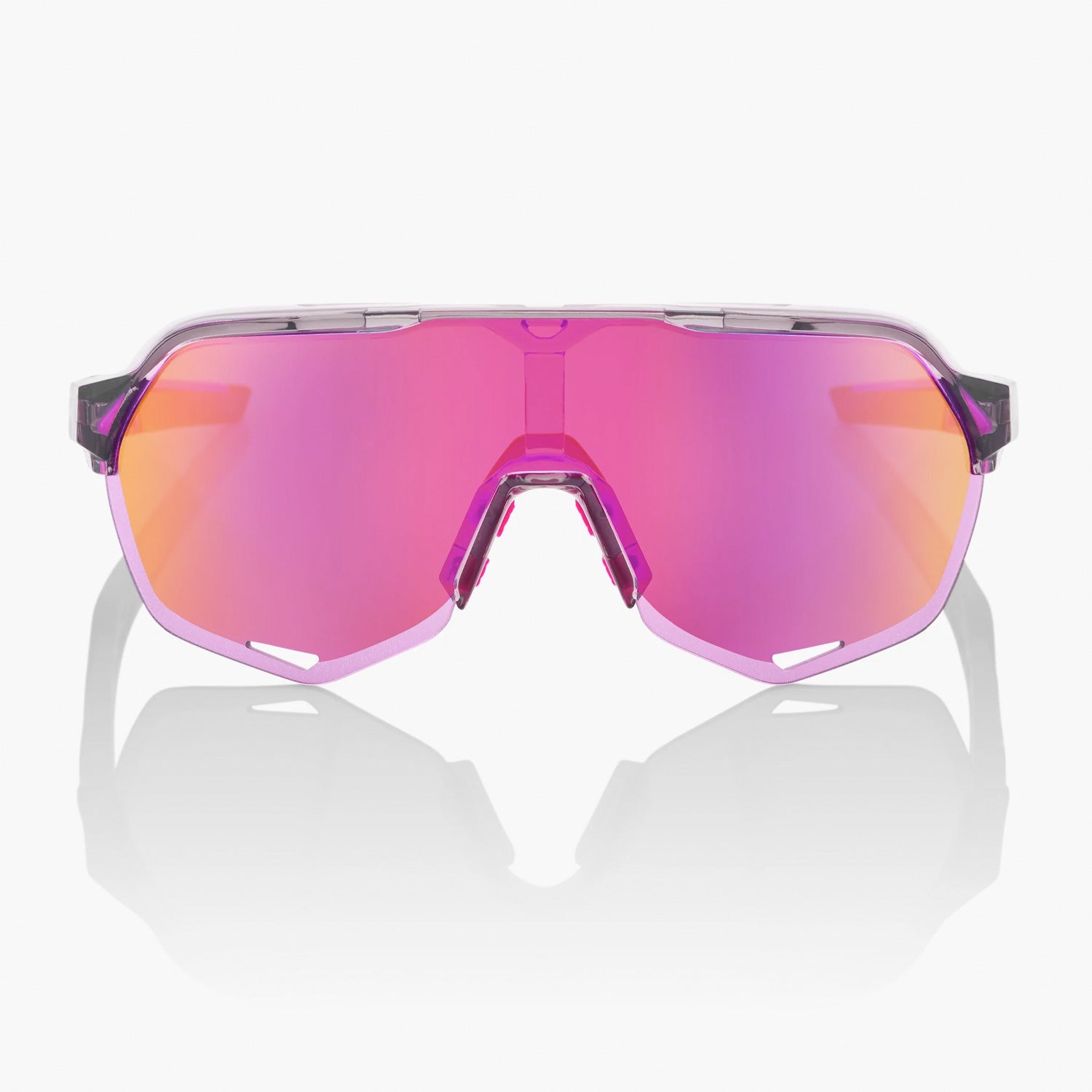100% S2 Cycling Sunglasses - Tokyo Night Polished Translucent Grey with Purple Multilayer Mirror Lens