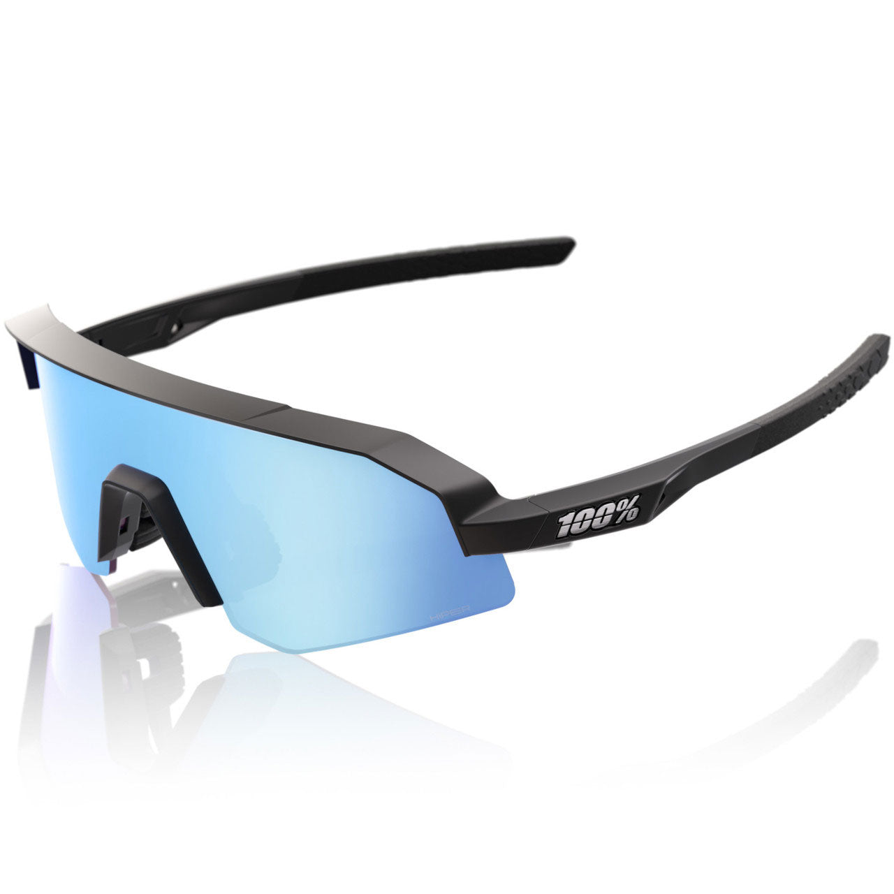 100% Slendale XS Matte Black, HiPER Blue Mirror Lens Cycling Sunglasses