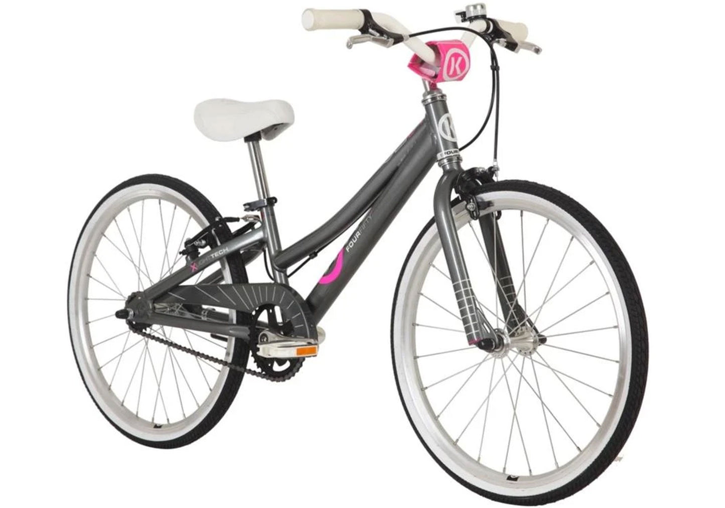 BYK E450 Single Speed Girls Bike, Charcoal/Neon Pink, Woolys Wheels Sydney