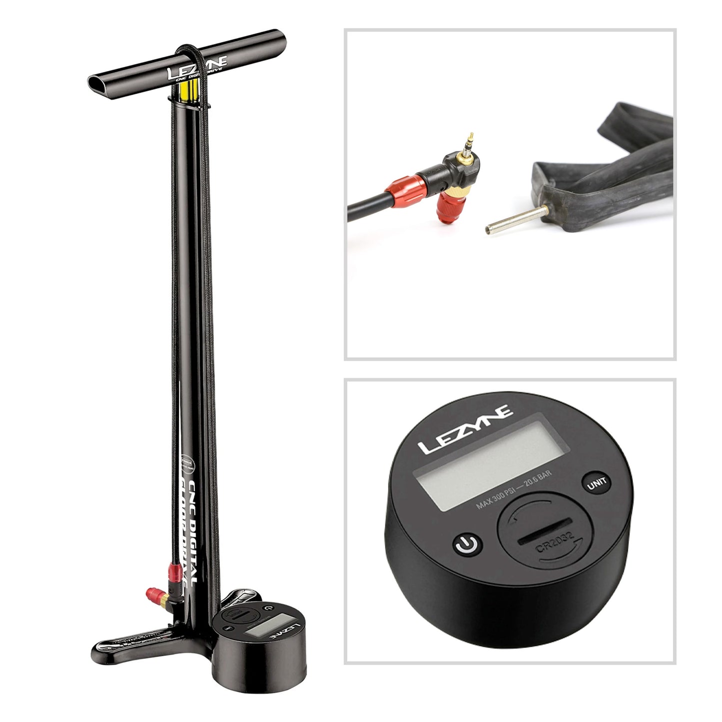 Lezyne CNC Digital Drive 3.5" 220 PSI Floor Pump buy online at Woolys Wheels Sydney