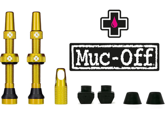 Muc-Off Tubeless Valve Kit 44mm, Gold buy at Woolys Wheels Sydney