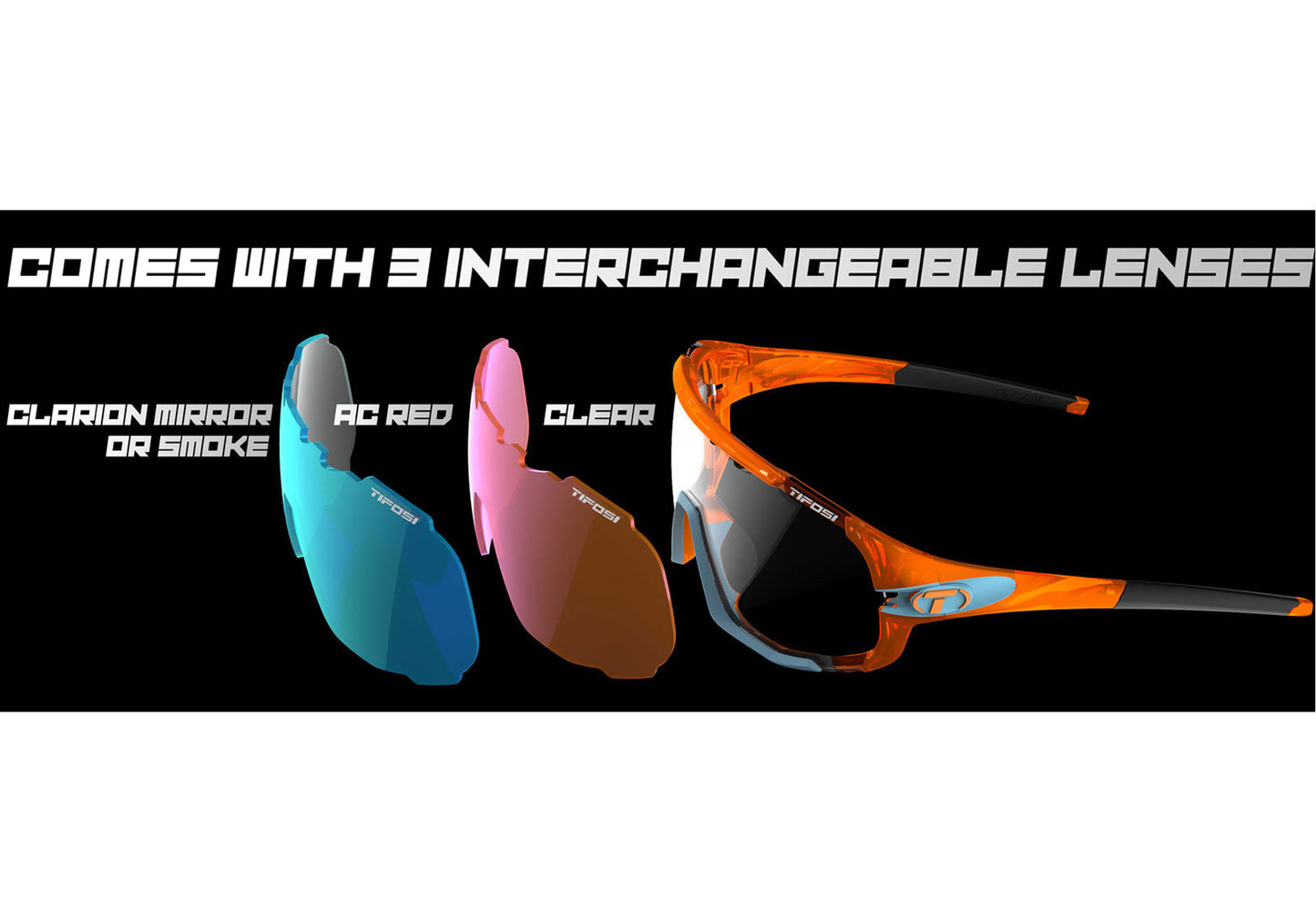 Tifosi Sledge Matte Black Sunglasses With 3 Interchangeable Lenses