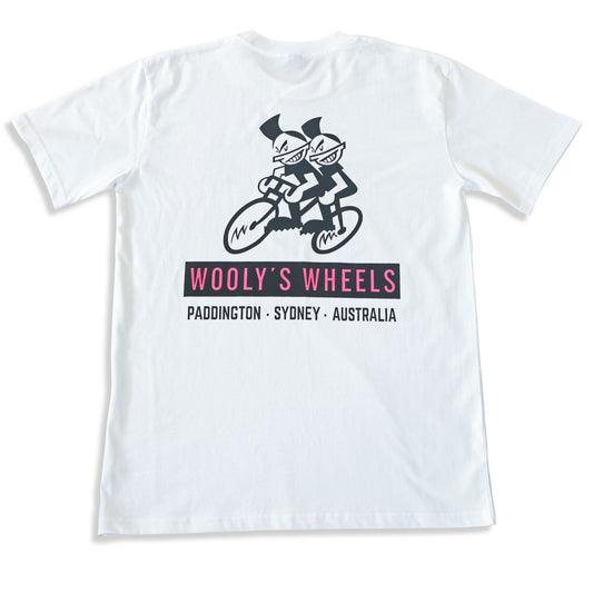 Woolys Wheels Retro T-Shirt - White