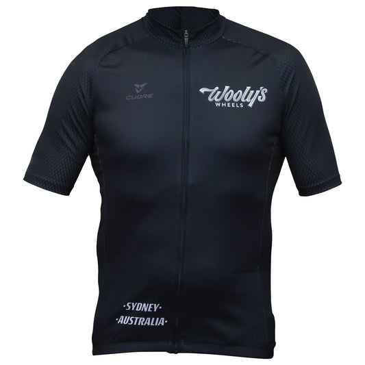 Wooly's Wheels Finisher Sport Jersey by Cuore of Switzerland, Black
