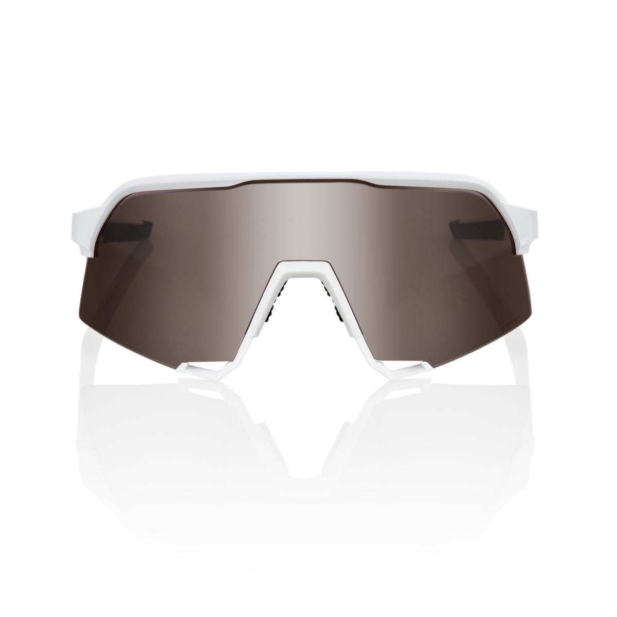 100% S3 Unisex Cycling Sunglasses - Matt White with Hiper Silver Mirror Lens