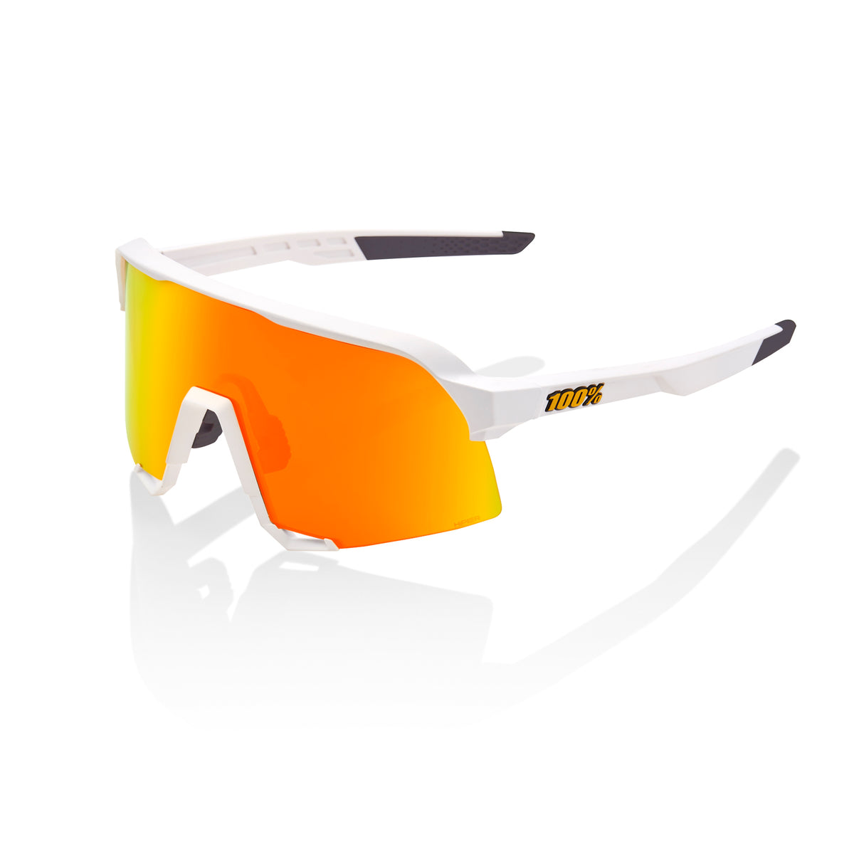 100% S3 Unisex Sunglasses - Soft Tact White with HiPER Red Mirror Lens image 1