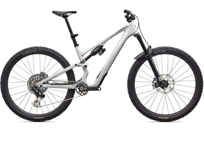 2027 Specialized S-Works Stumpjumper 15 EVO Unisex Mountain Bike, Gloss Metallic White Silver / Smoke Liquid Metal image 2