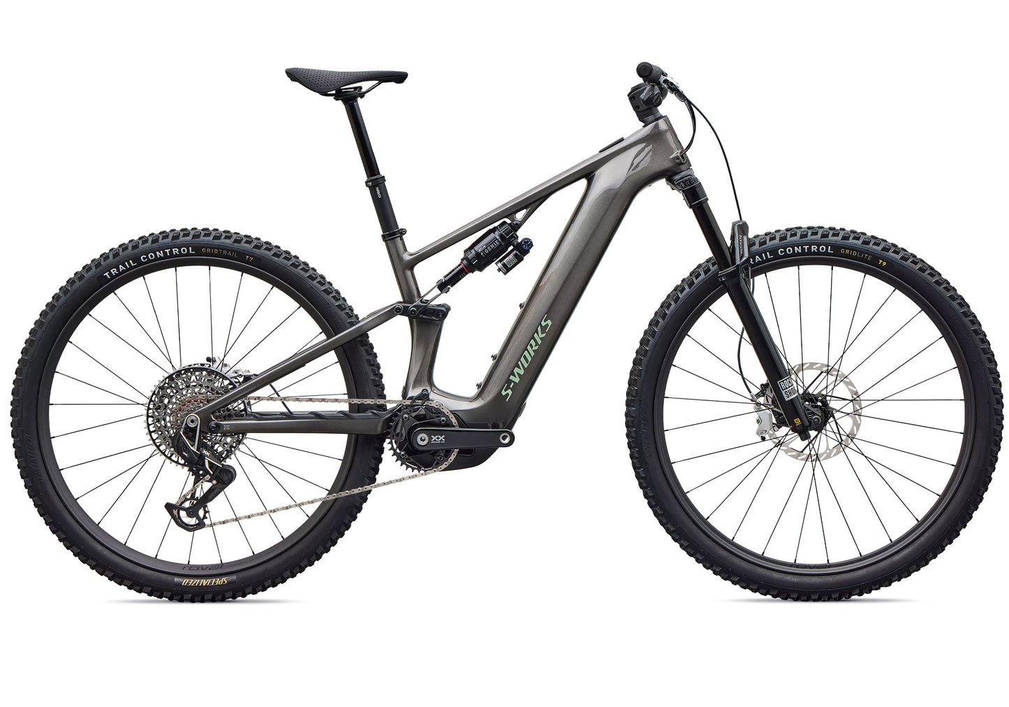 2027 Specialized S-Works Turbo Levo R Unisex Electric Mountain Bike, Gloss Warm Smoke/Pistachio image 3