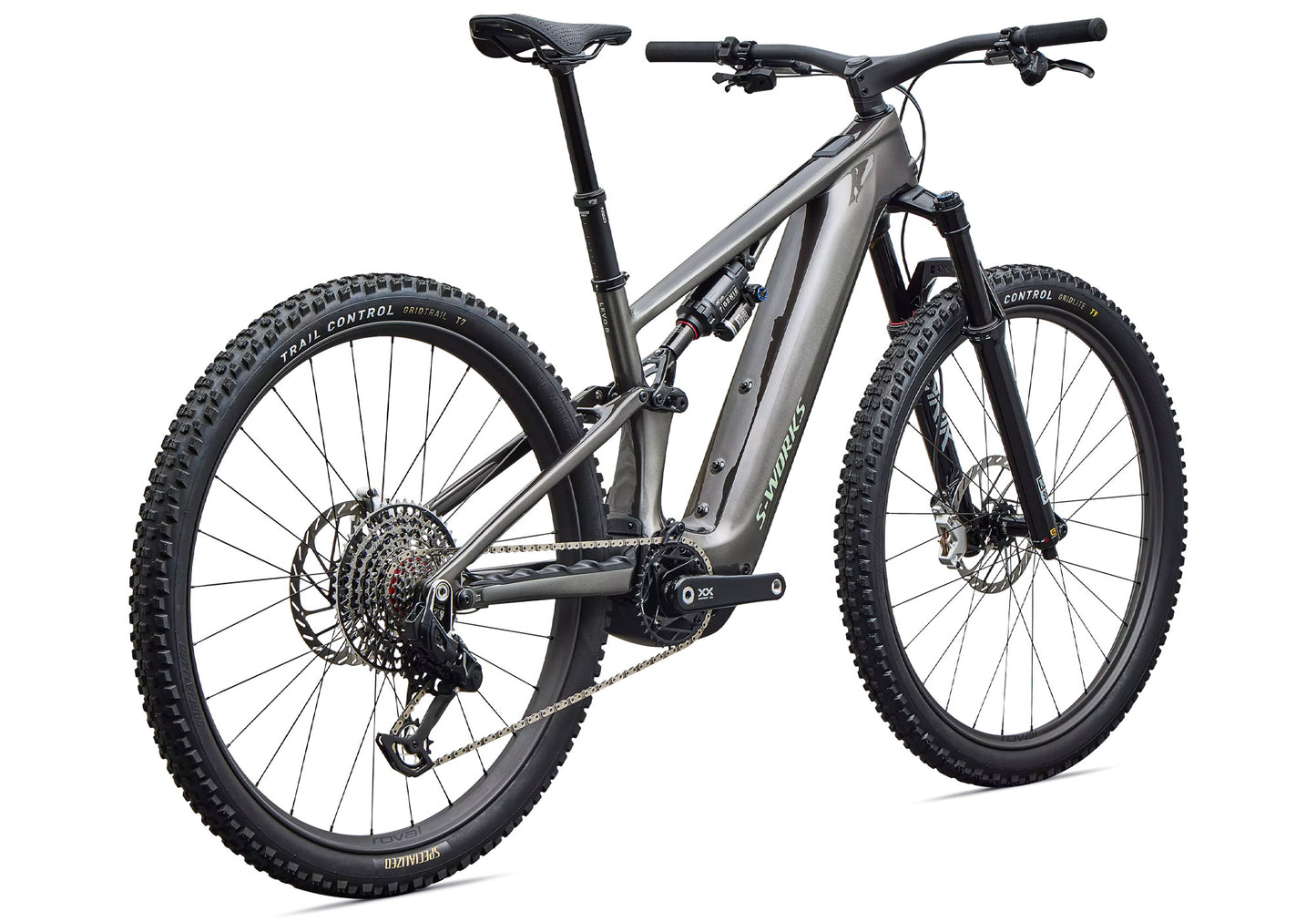2027 Specialized S-Works Turbo Levo R Unisex Electric Mountain Bike, Gloss Warm Smoke/Pistachio image 2
