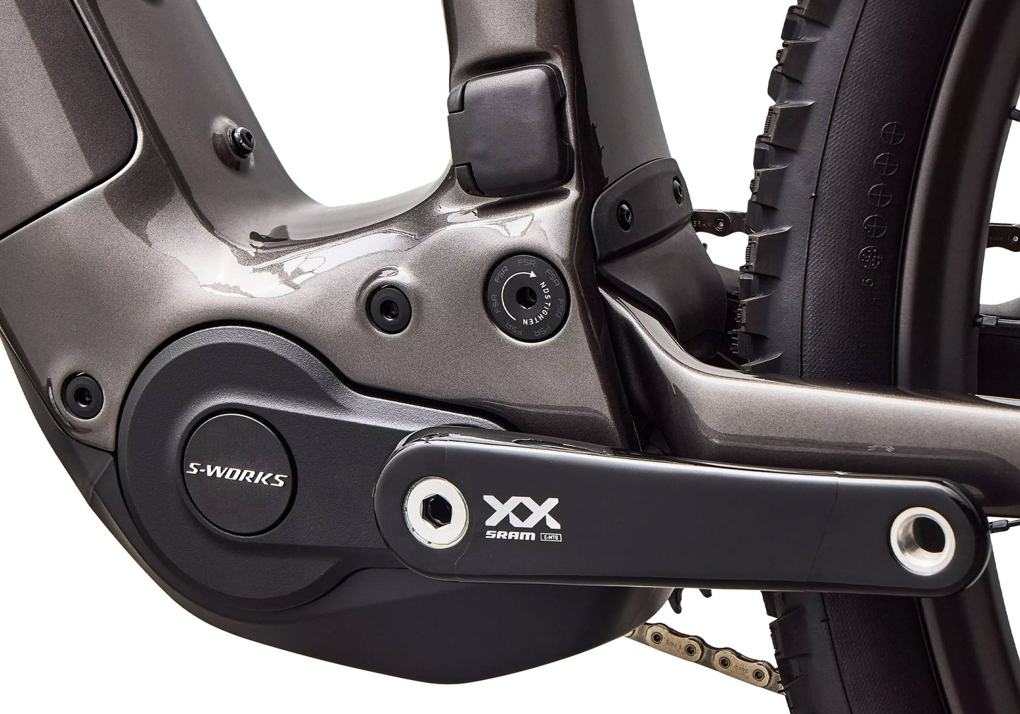 2027 Specialized S-Works Turbo Levo R Unisex Electric Mountain Bike, Gloss Warm Smoke/Pistachio image 6