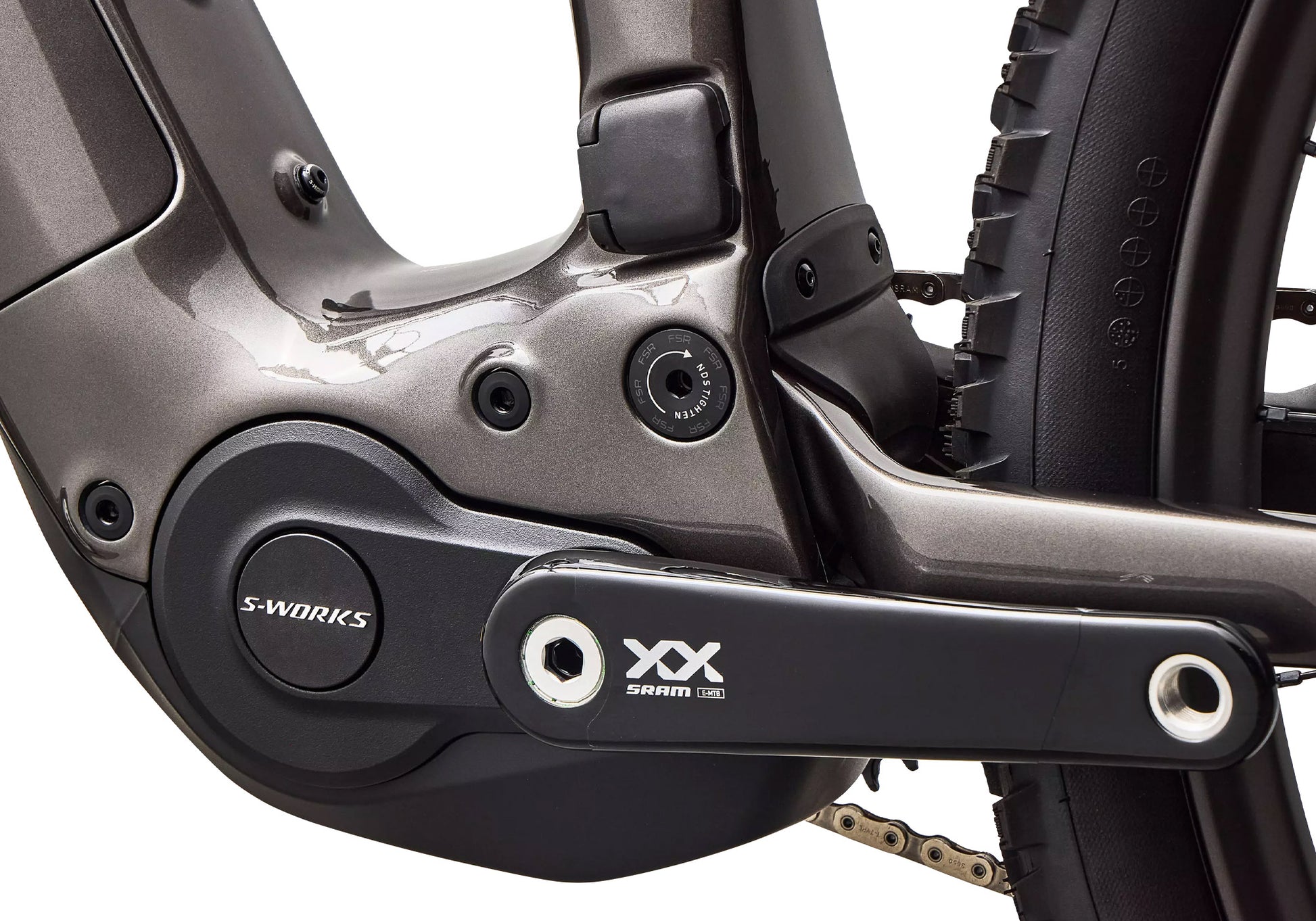 2027 Specialized S-Works Turbo Levo R Unisex Electric Mountain Bike, Gloss Warm Smoke/Pistachio image 6