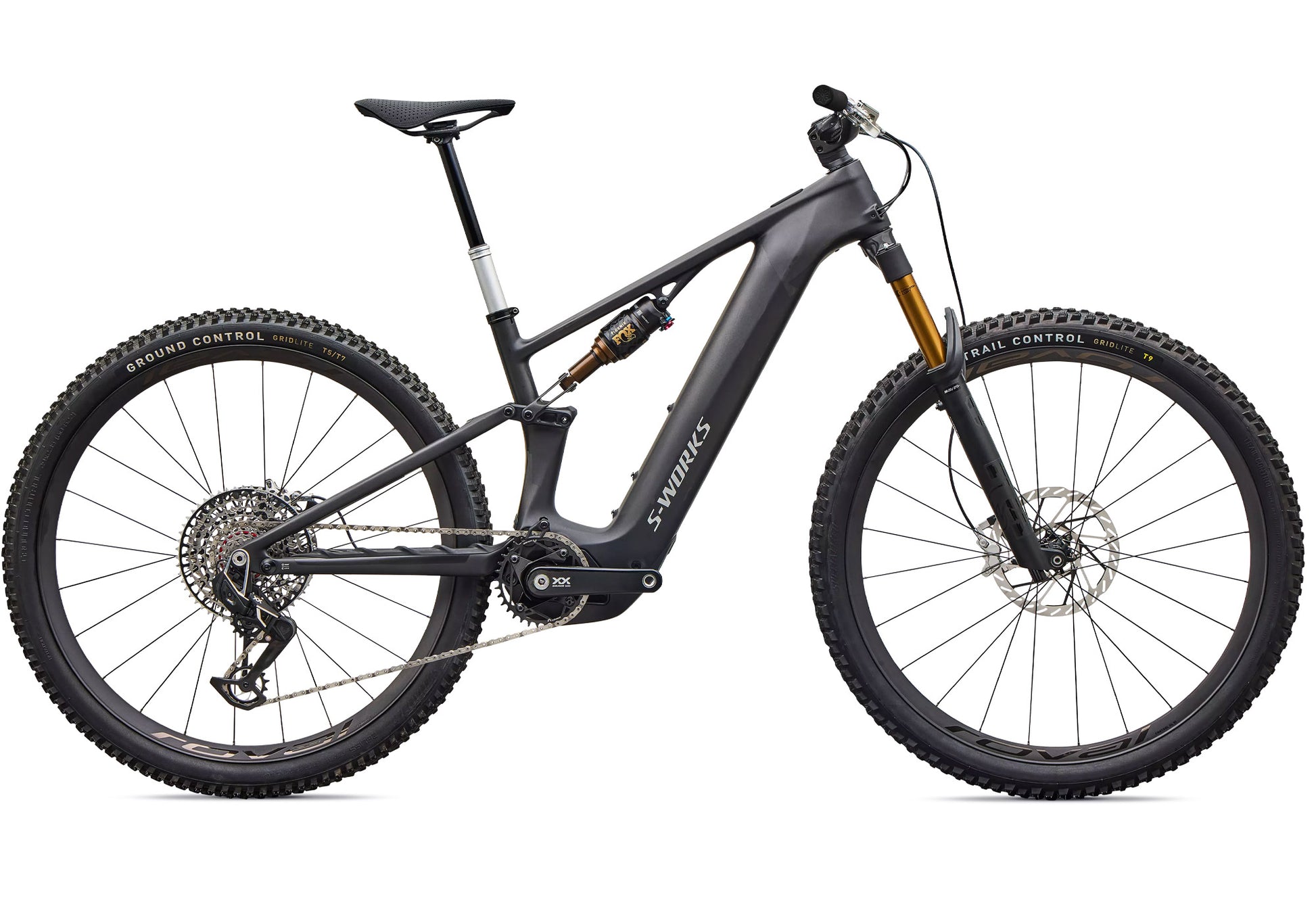 2027 Specialized S-Works Turbo Levo R Ultralight Unisex Electric Mountain Bike, Satin Carbon/Silver Foil image 3