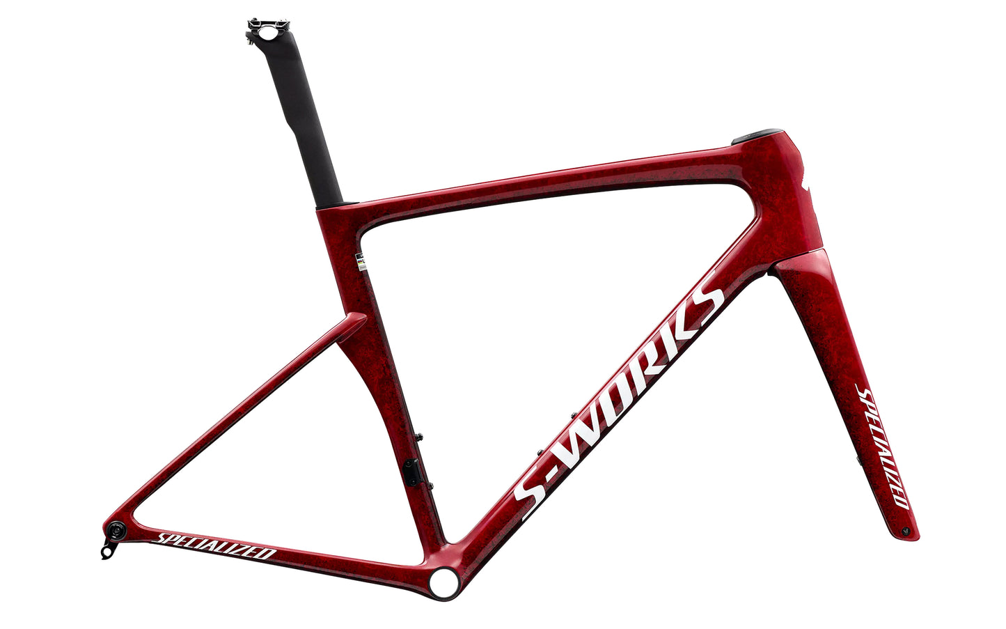 2027 Specialized S-Works Tarmac SL9 Frameset, Gloss Vivid Red/Tarmac Black / White Silver Metallic image 2
