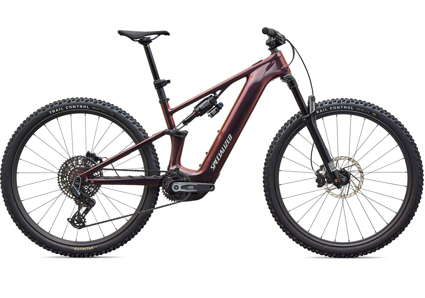 2027 Specialized Turbo Levo R Pro, Gloss Black Red Chameleon / Dolomite image 2