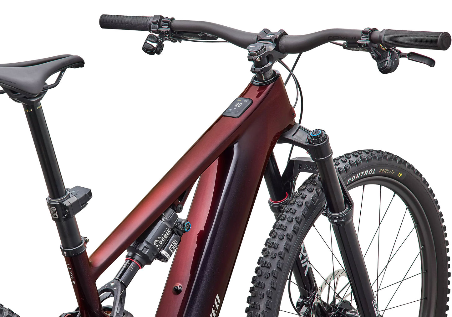 2027 Specialized Turbo Levo R Pro, Gloss Black Red Chameleon / Dolomite image 8