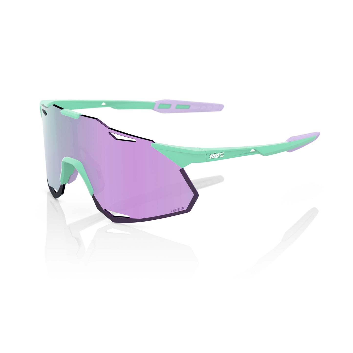 100% Hypercraft XS Soft Tact Mint with HiPER Lavender Lens Unisex Cycling Sunglasses