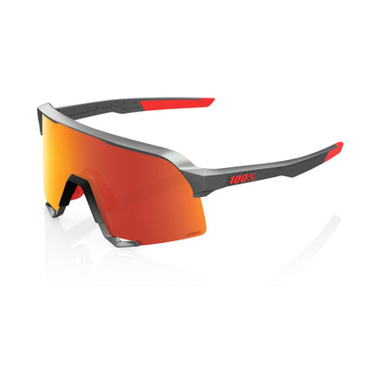 100% S3 Unisex Cycling Sunglasses - Matte Gunmetal with HiPER Red Mirror Lens image 1