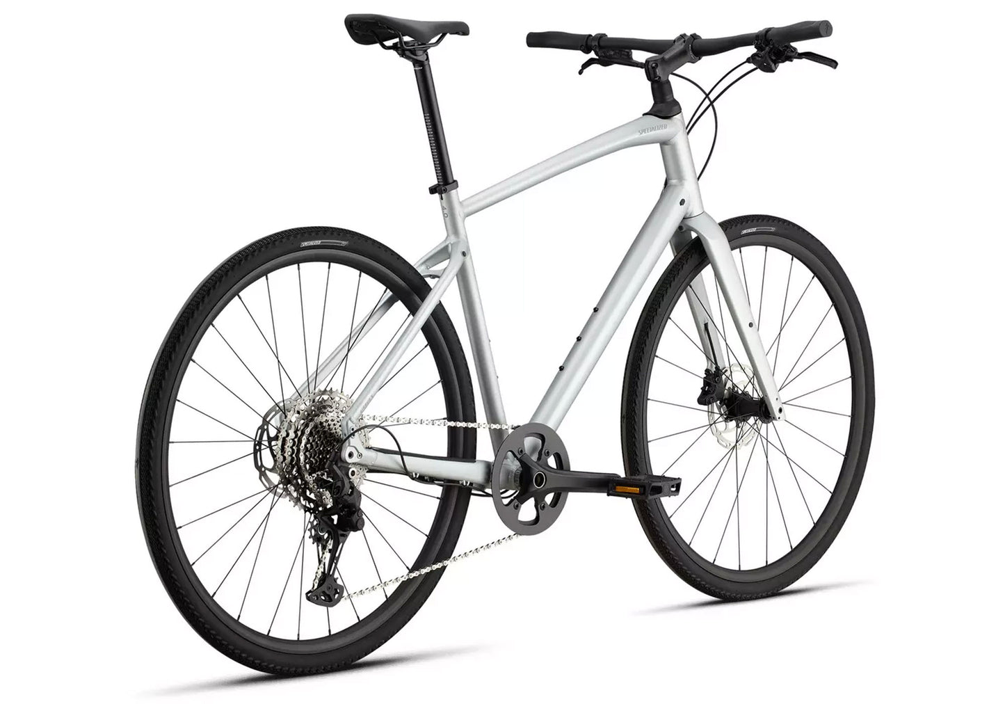 2025 Specialized Sirrus X 4.0 Unisex Satin Silver Dust / Cool Grey Reflective Rear View