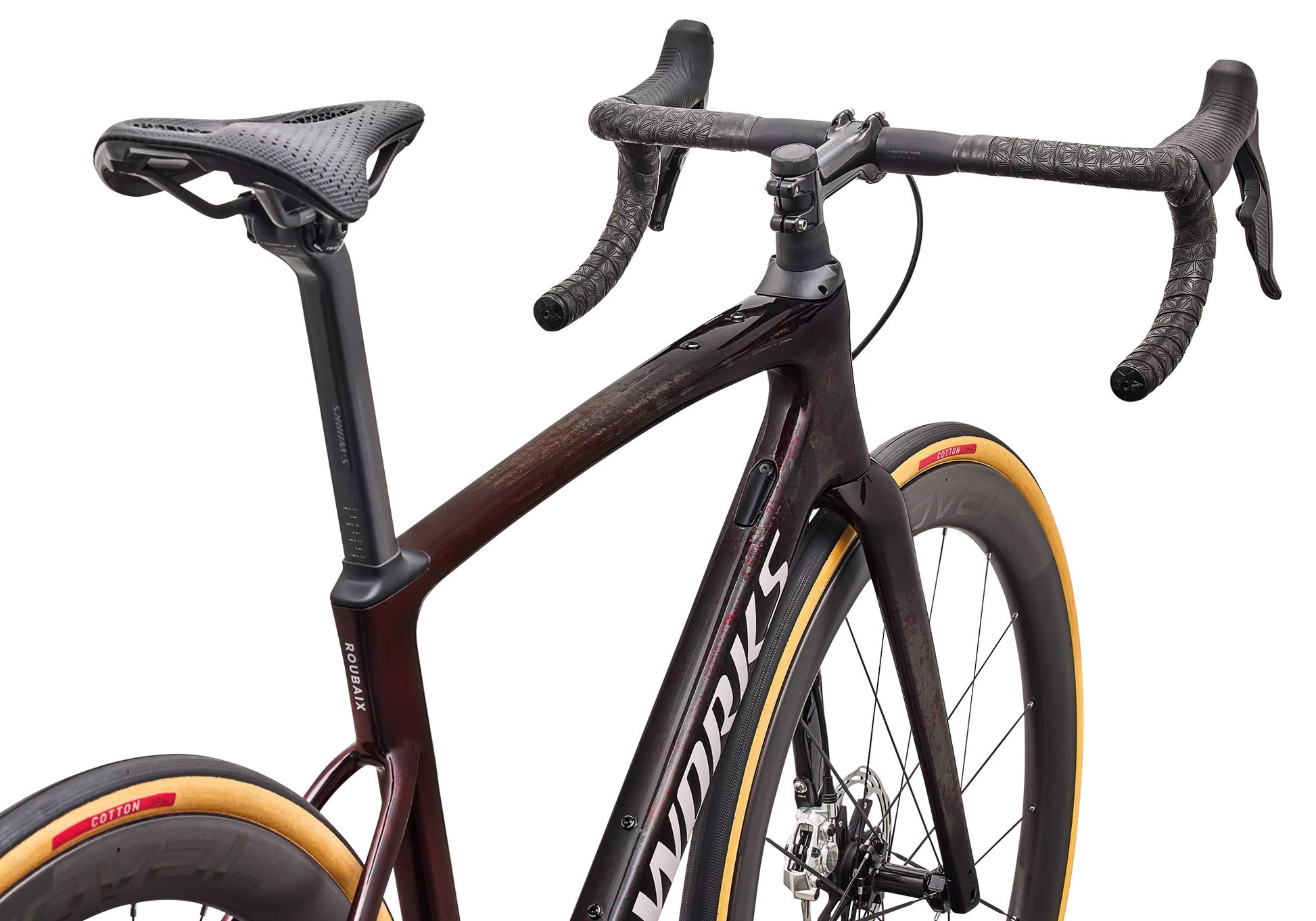 2027 Specialized S-Works Roubaix SL8 SRAM Red AXS Unisex Road Bike, Gloss Carbon/Red Sky/Rose Shimmer image 5