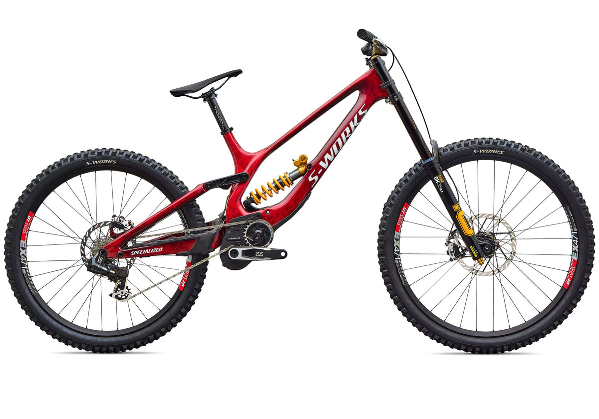 Specialized S-Works Demo 11 LTD Built For Legends Unisex Downhill Bike - Gloss Red Tint Carbon / Silver Dust / White image 3