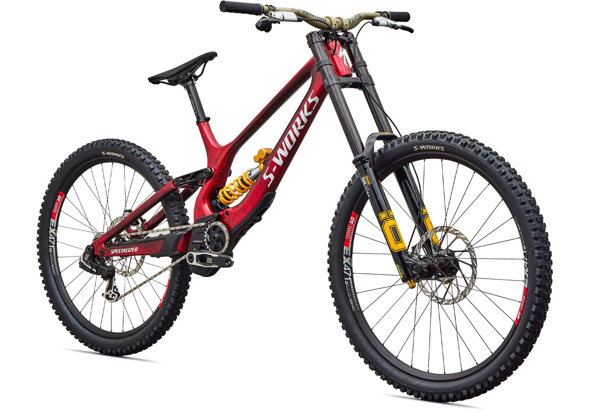 Specialized S-Works Demo 11 LTD Built For Legends Unisex Downhill Bike - Gloss Red Tint Carbon / Silver Dust / White image 1