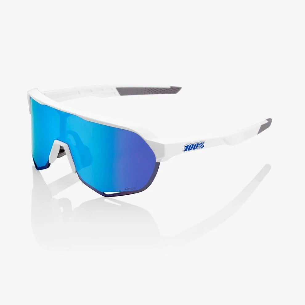 100% S2 Unisex Cycling Sunglasses, Matte White with HiPER Blue Mirror Lens 60006-00006 image 1