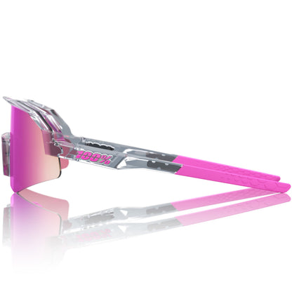 100% Slendale XS - Polished Translucent Grey with Purple Mirror Lens Cycling Sunglasses image 3