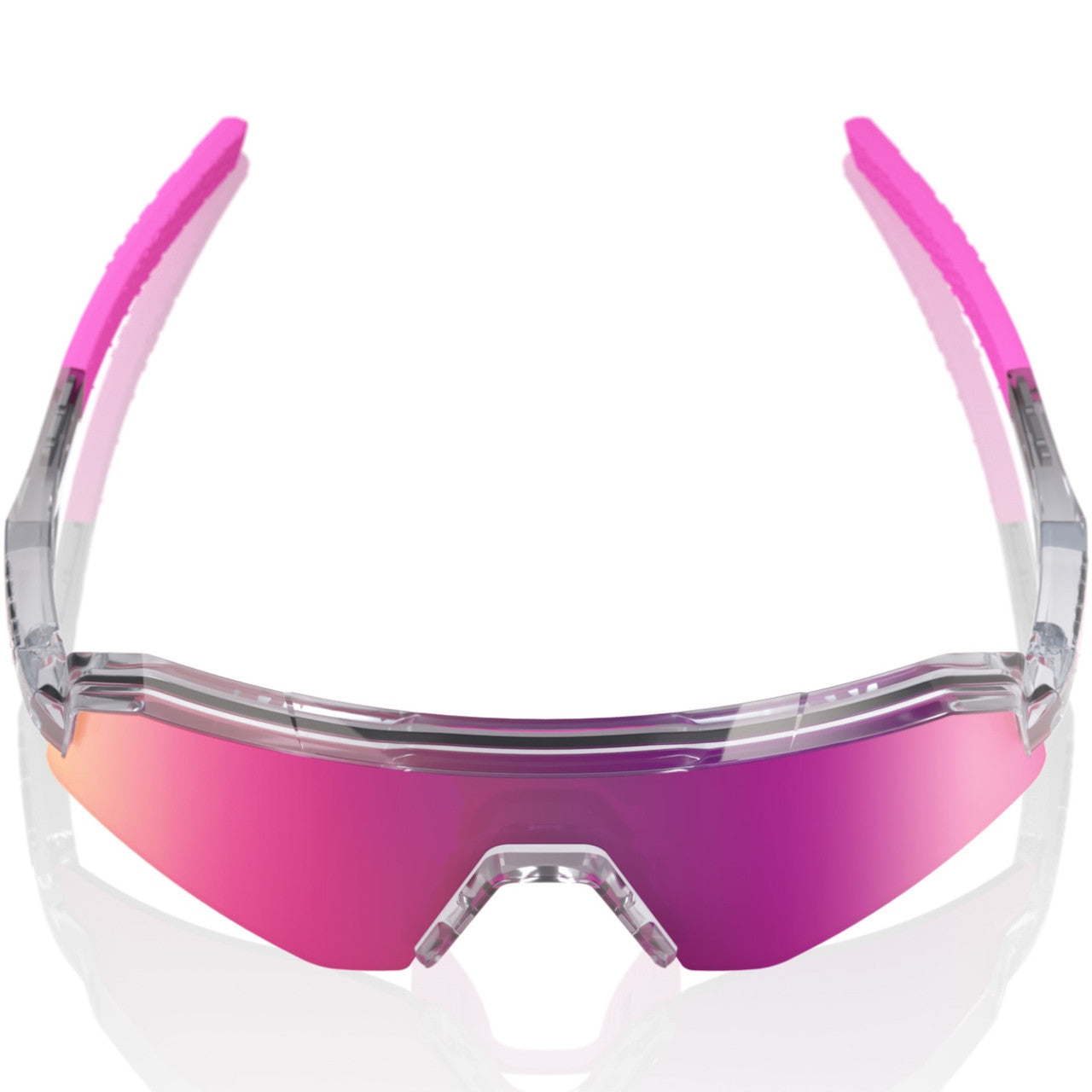 100% Slendale XS - Polished Translucent Grey with Purple Mirror Lens Cycling Sunglasses image 2