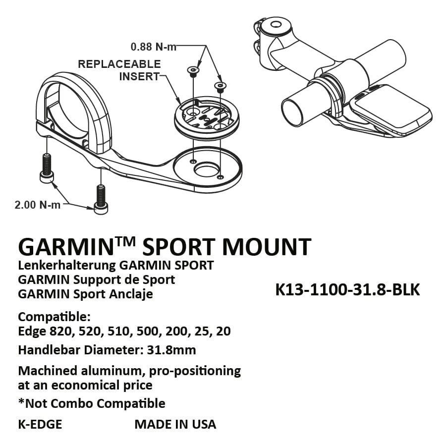 K-Edge Sport Computer Mount for Garmin K13-1100-31.8-BLK image 3