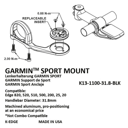 K-Edge Sport Computer Mount for Garmin K13-1100-31.8-BLK image 3