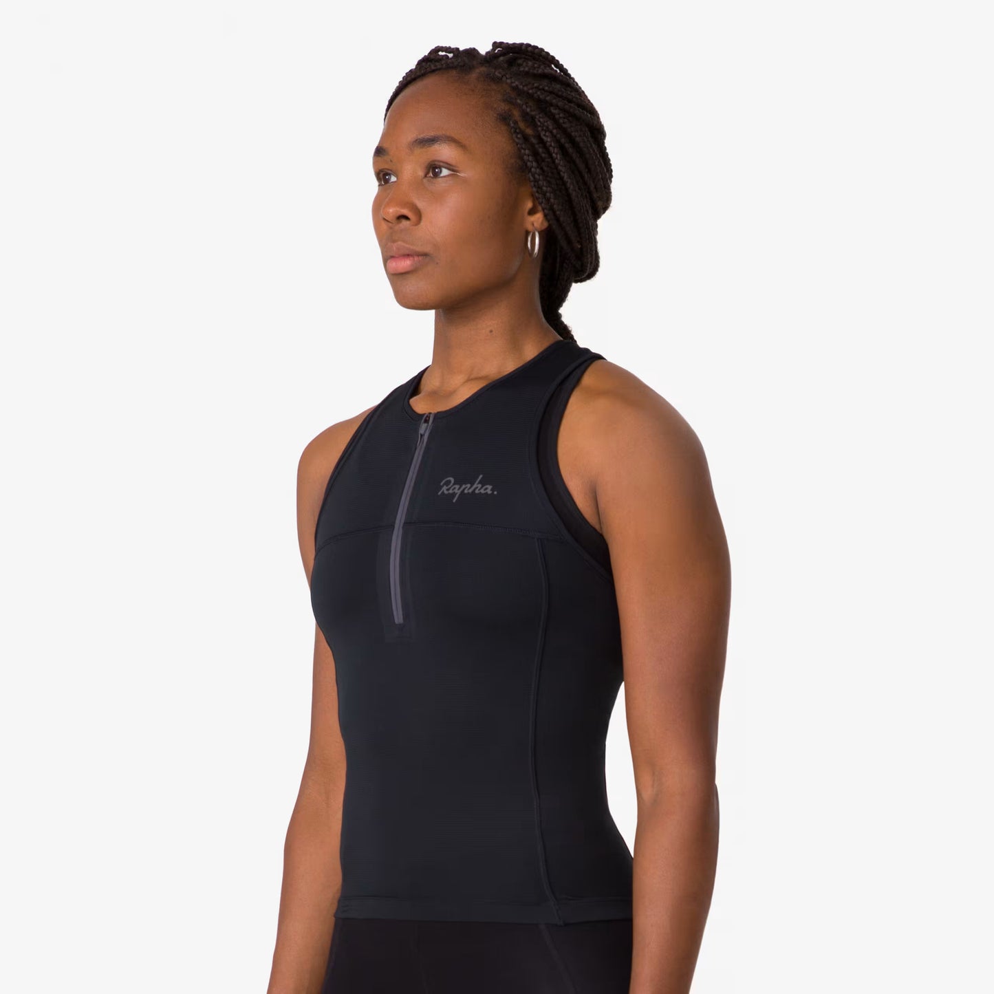 Rapha 2025 Women's Half Tank Zip Top - Black/Black image 3 ANH01XXBBKXXS,ANH01XXBBKXSM,ANH01XXBBKSML,ANH01XXBBKMED,ANH01XXBBKLRG,ANH01XXBBKXLG
