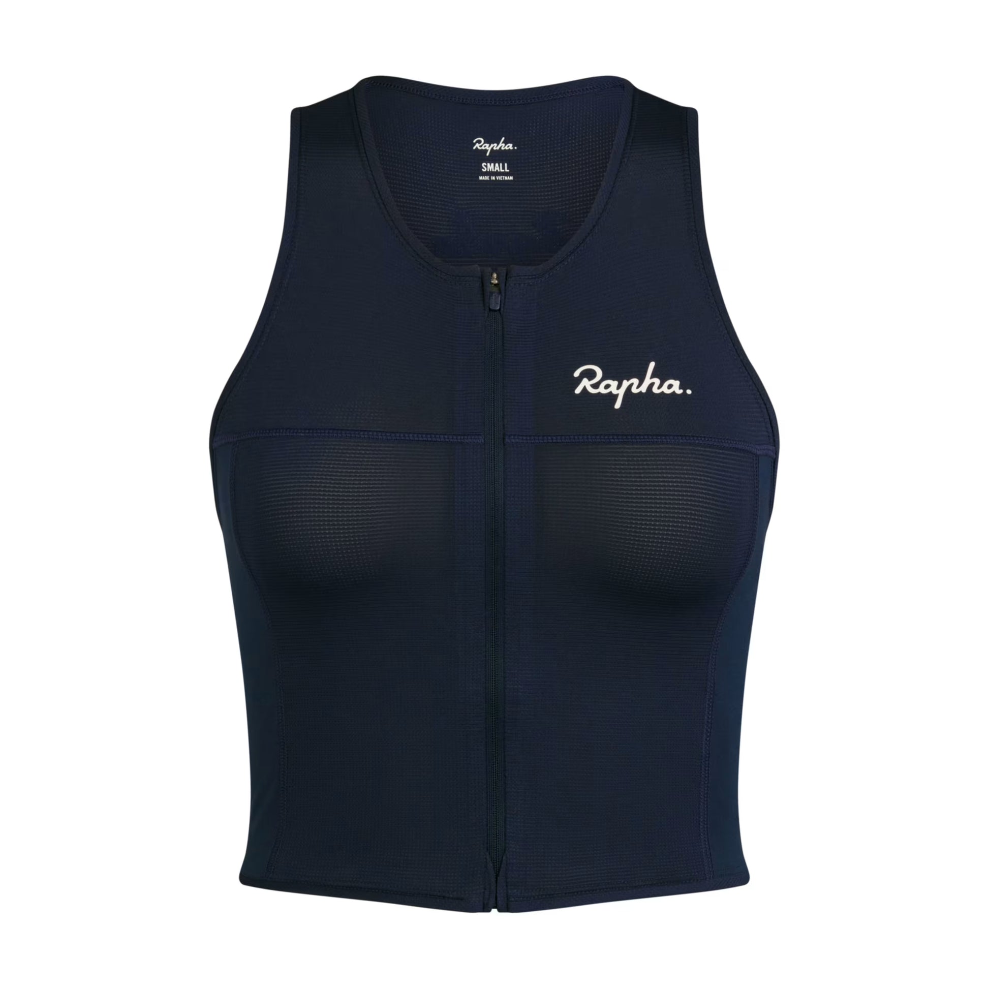 Rapha 2025 Women's Cropped Zip Tank Top - Dark Navy image 1 ARA01XXDNWXXS,ARA01XXDNWXSM,ARA01XXDNWSML,ARA01XXDNWMED,ARA01XXDNWLRG,ARA01XXDNWXXSXLG