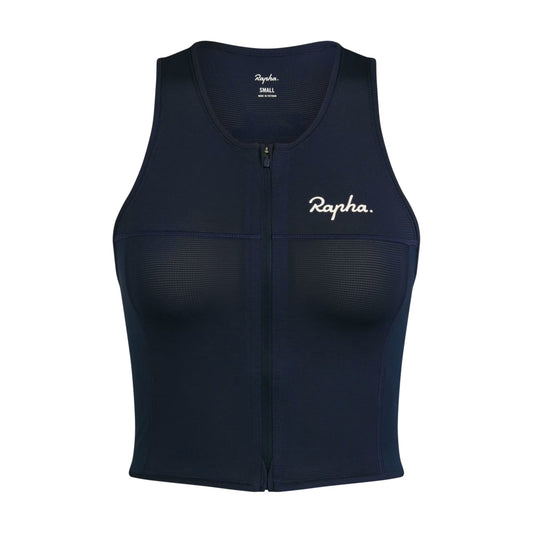 Rapha 2025 Women's Cropped Zip Tank Top - Dark Navy image 1 ARA01XXDNWXXS,ARA01XXDNWXSM,ARA01XXDNWSML,ARA01XXDNWMED,ARA01XXDNWLRG,ARA01XXDNWXXSXLG