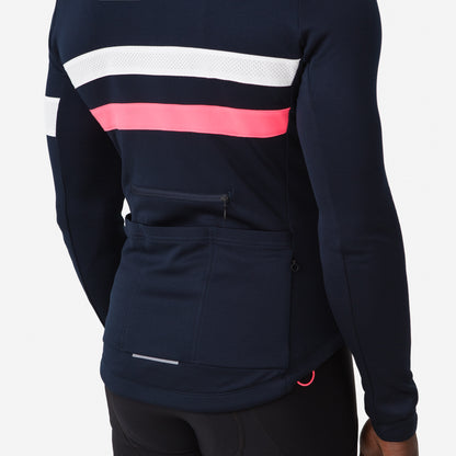 Rapha Brevet Men's Long Sleeve Jersey - Dark Navy/Hi-Viz Pink/White image 5