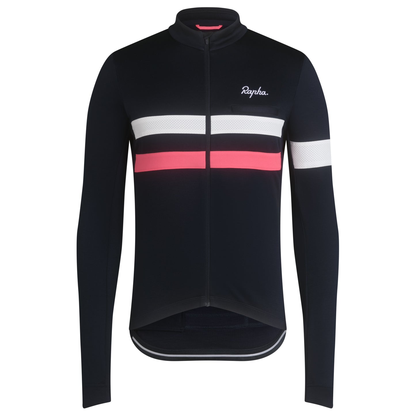 Rapha Brevet Men's Long Sleeve Jersey - Dark Navy/Hi-Viz Pink/White image 1