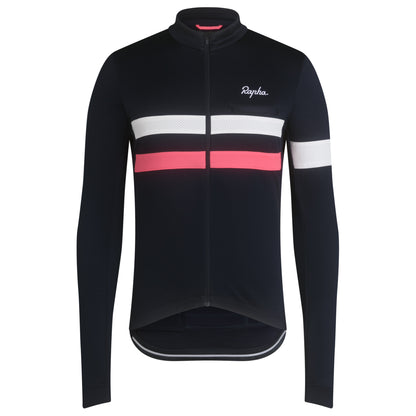 Rapha Brevet Men's Long Sleeve Jersey - Dark Navy/Hi-Viz Pink/White image 1