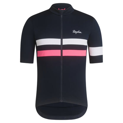 Rapha 2025 Brevet Men's Jersey - Dark Navy/Hi-Viz Pink/White