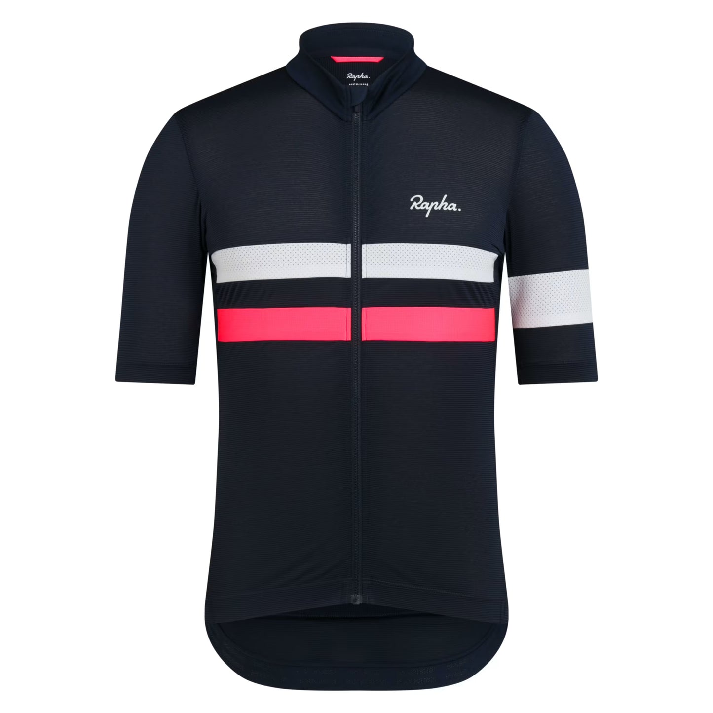 Rapha 2025 Brevet Men's Lightweight Jersey - Dark Navy/Hi-Viz Pink/White
