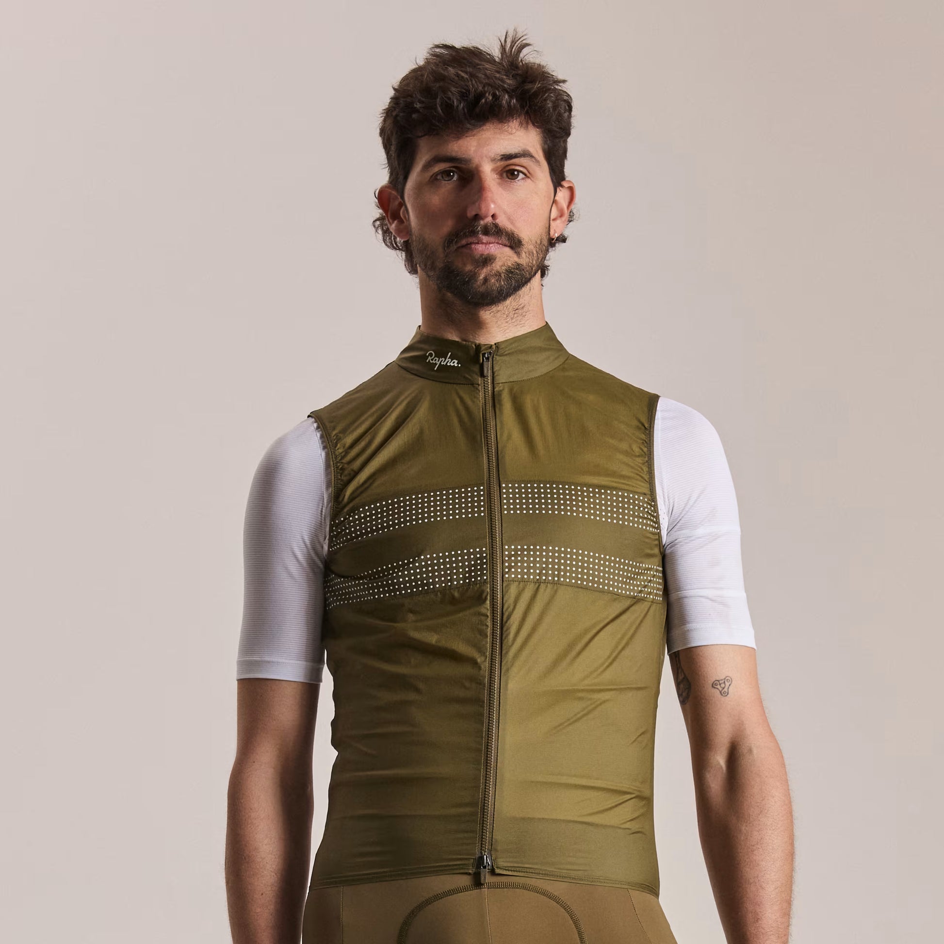 Rapha 2026 Men's Brevet Wind Cycling Gilet III, Dark Olive/White image 3