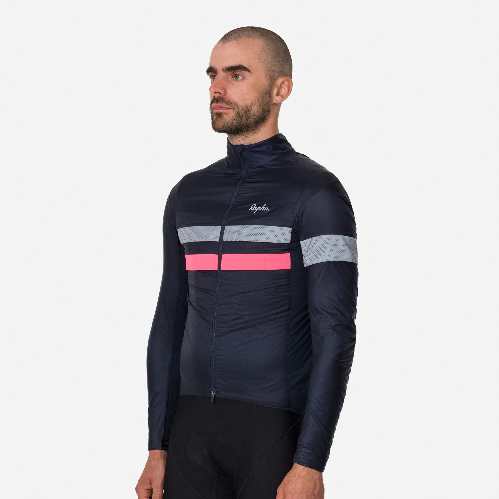 Rapha Men's Brevet Insulated Jacket, Dark Navy/Hi-Viz Pink image 4