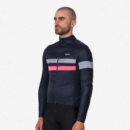 Rapha Men's Brevet Insulated Jacket, Dark Navy/Hi-Viz Pink image 4
