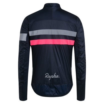Rapha Men's Brevet Insulated Jacket, Dark Navy/Hi-Viz Pink image 2