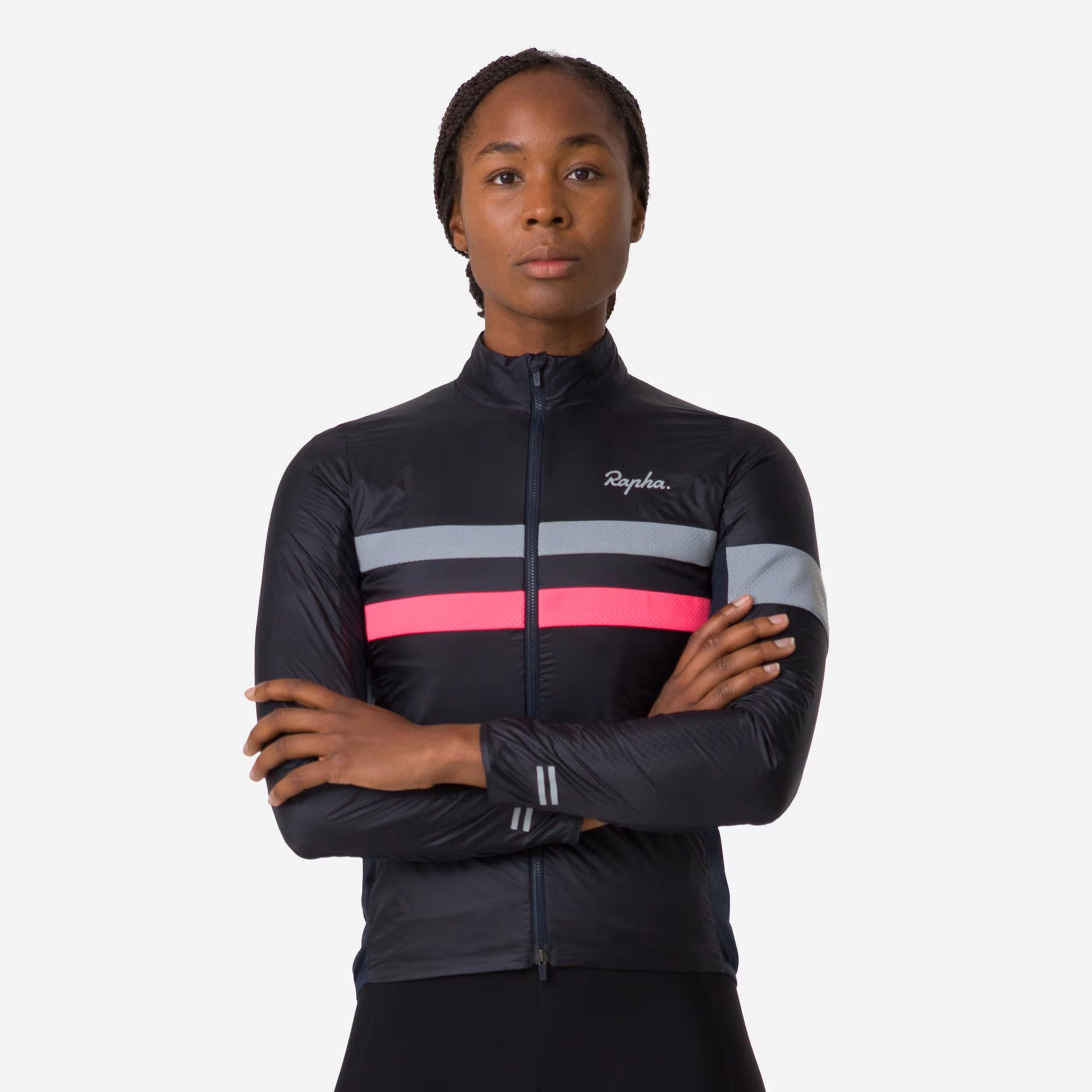 Rapha Women's Brevet Insulated Jacket, Dark Navy/Hi-Viz Pink image 3