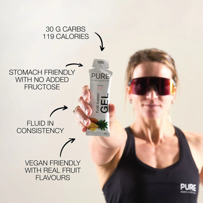 Pure Fluid Energy Gel, Raspberry with 30mg Caffeine - 50g image 3