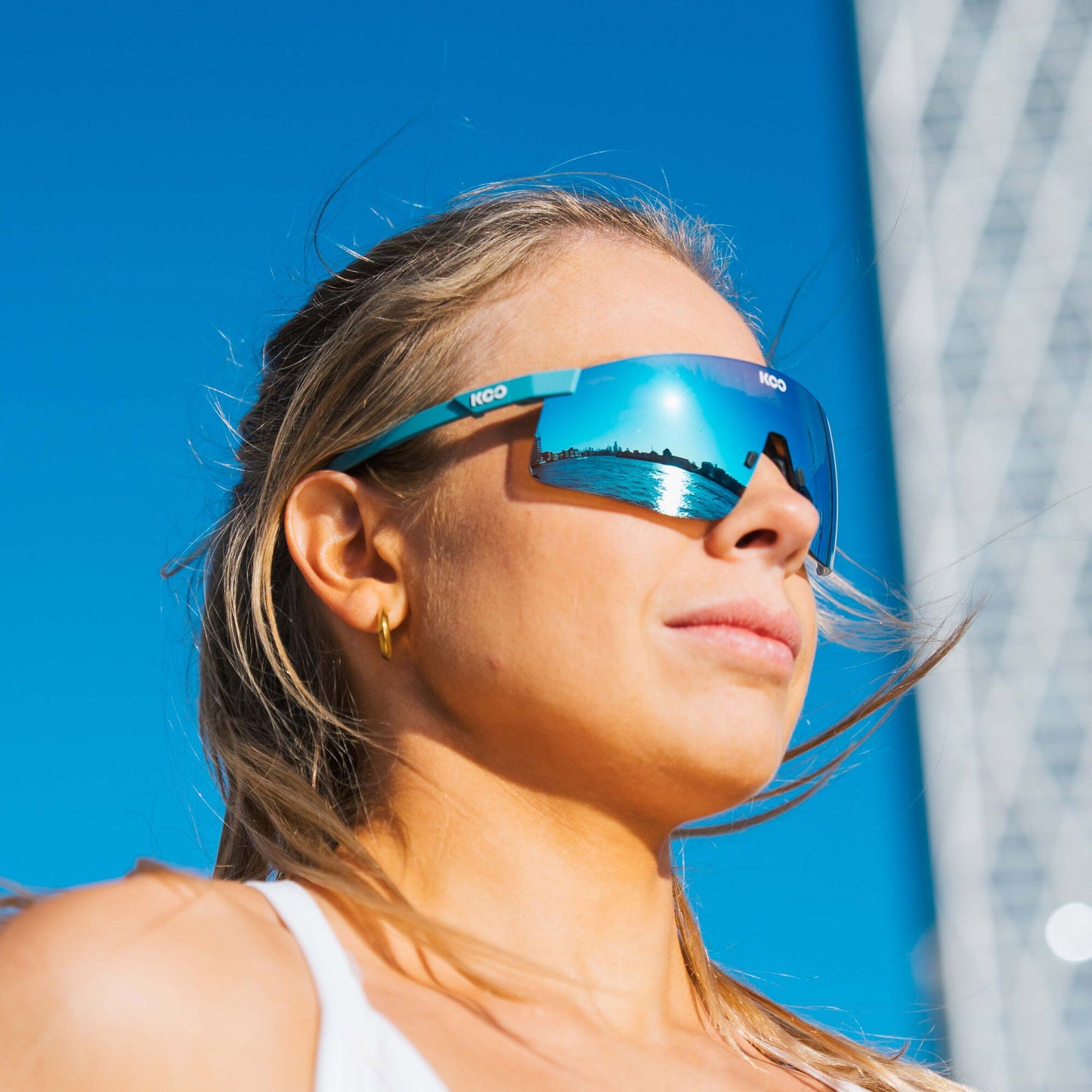 Koo Nova Cycling/Running Sunglasses - Aqua Matt with Turquoise Mirror Lens image 4