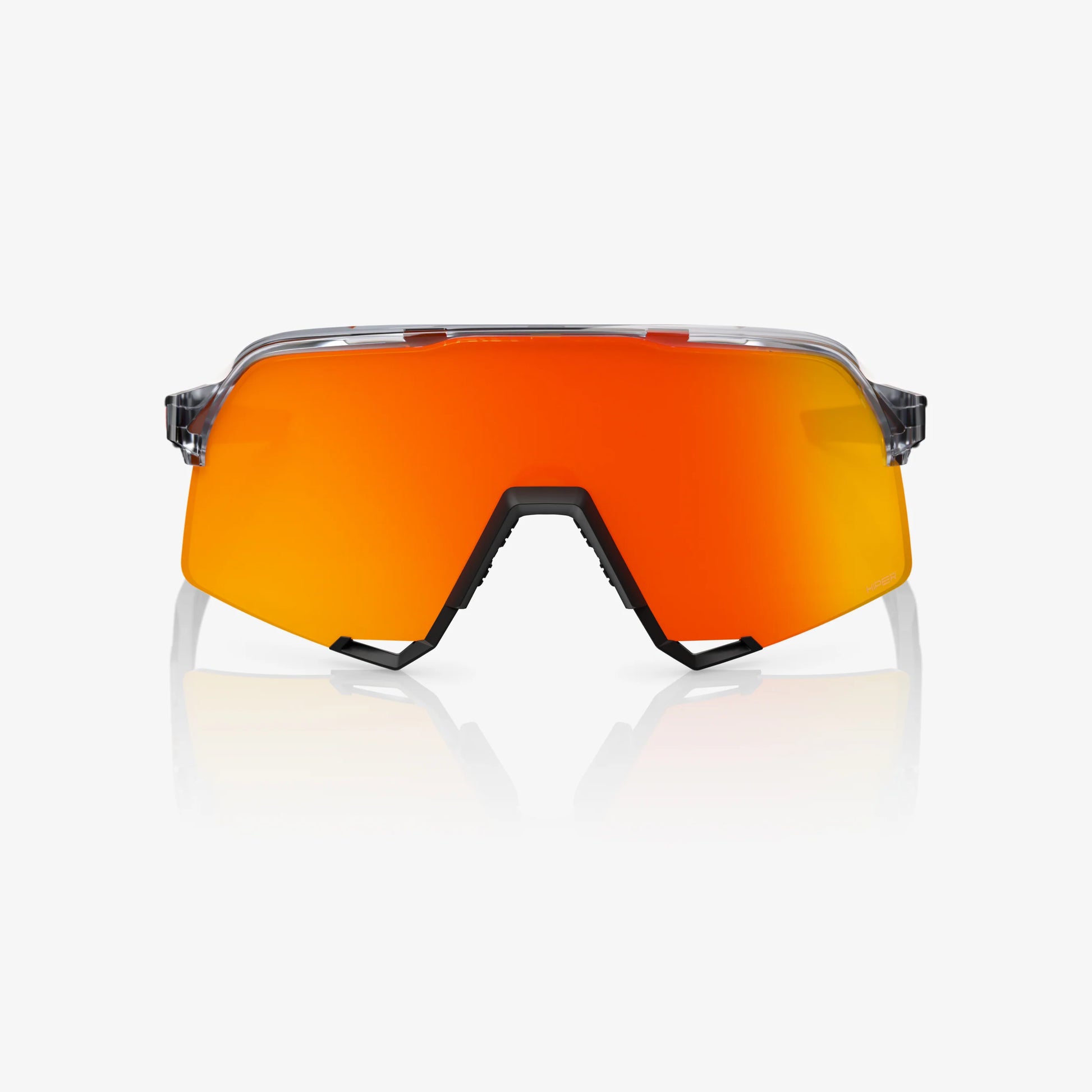 100% S3 Cycling Sunglasses, Translucent Grey/Matte Black, HiPER Red Mirror Lens image 4